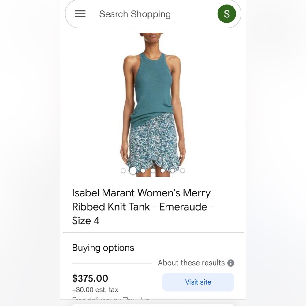 Isabel Marant Green Tank Top NWT